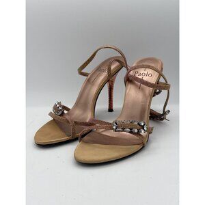 Linea Paolo 7M Womens Rhinestone-Embellished Sandals With Strappy Design & Textu